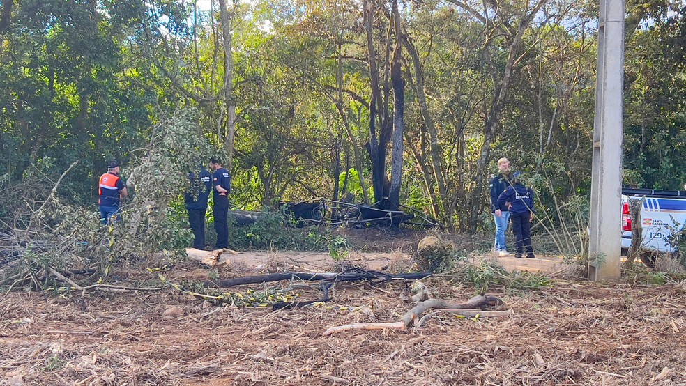 Local da queda de balão que deixou oito mortos em Praia Grande (SC) — Foto: Mateus Castro/NSC TV
