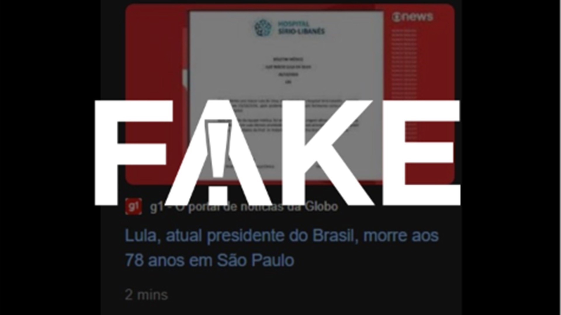 É #FAKE que Lula tenha morrido após acidente doméstico e que g1 tenha noticiado