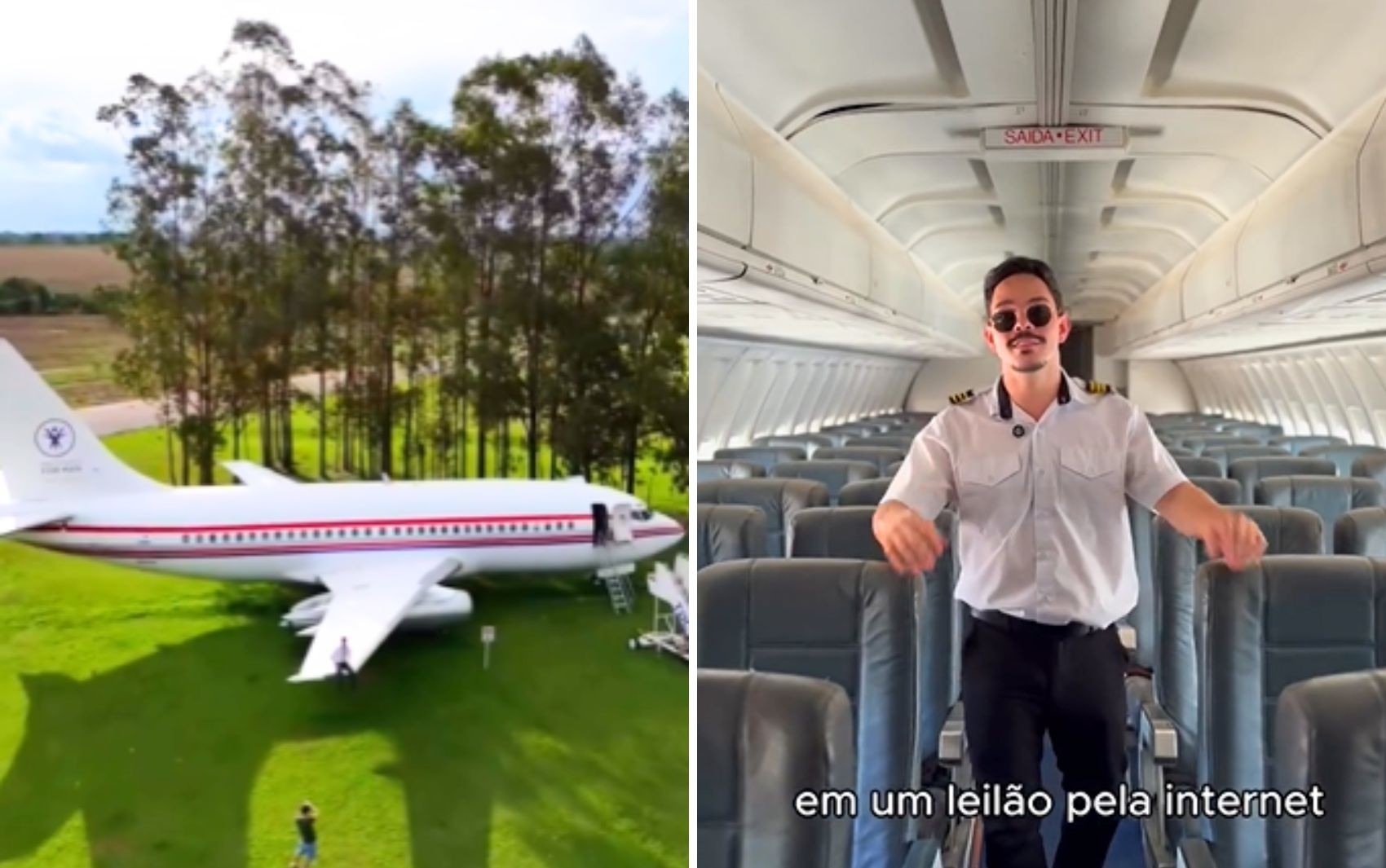 Médico mostra avião de 35 toneladas da família estacionado em fazenda de Goiás e que será exposto em restaurante