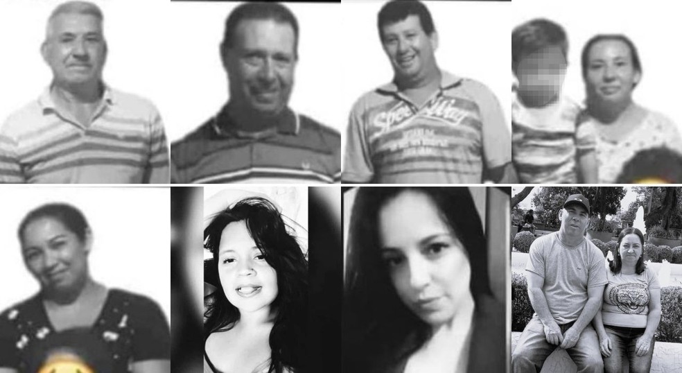 Vítimas, da esquerda para a direita, Moacir, Gilmar, Gilberto, Valdira e Tiago, Vanessa, Jecile, Yolanda, José Carlos e Edna. — Foto: Reprodução/Redes Socias