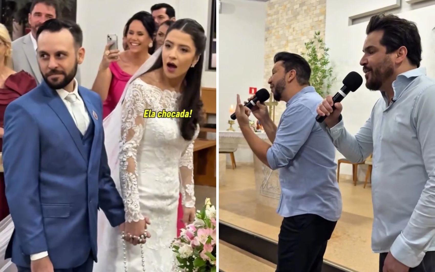 VÍDEO: Cleber e Cauan surpreendem noivos em cerimônia de casamento 