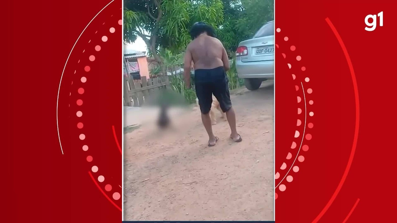 Homem arrasta e agride cachorro com corrente em Marabá; VÍDEO