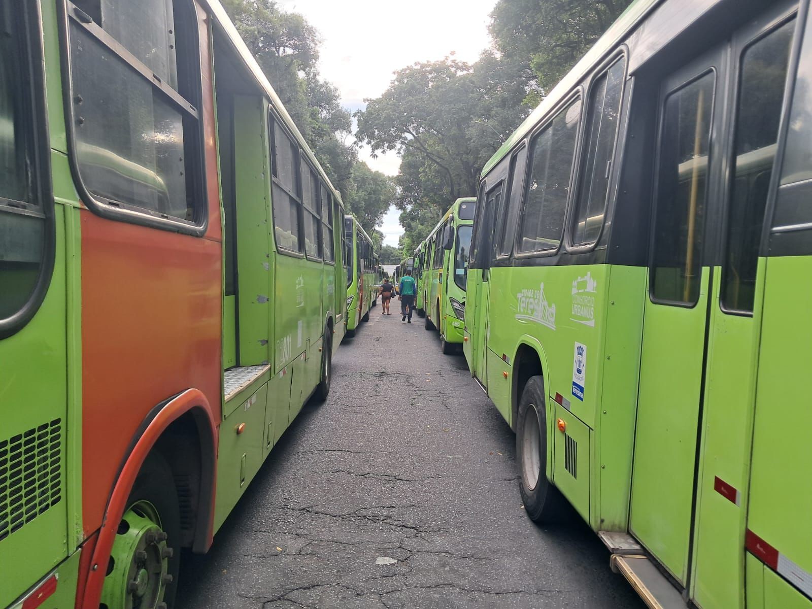 Trabalhadores fazem paralisação do sistema de ônibus de Teresina e pedem reajuste salarial de 12%