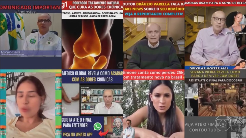 Anúncios falsos de saúde explodem nas redes e usam imagem de famosos — Foto: Reprodução/TV Globo