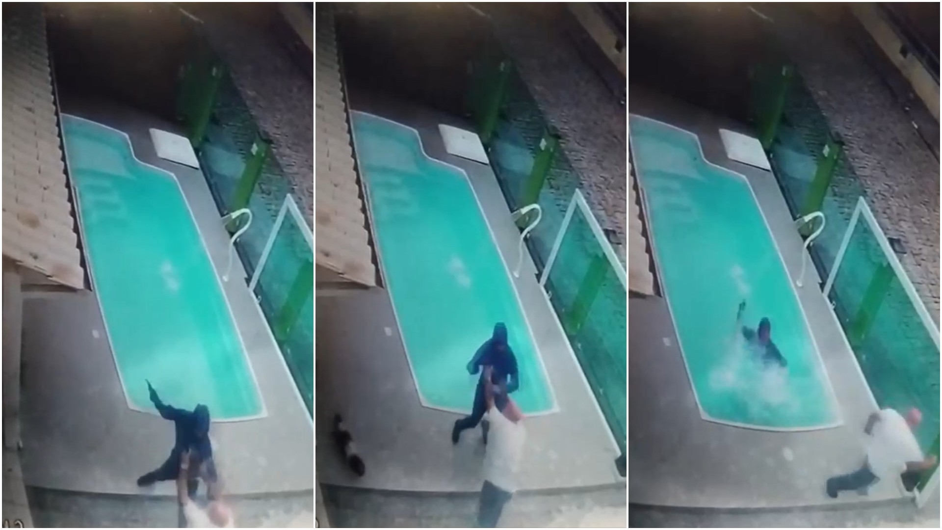 VÍDEO: Assaltante é empurrado na piscina e vítima foge após ser rendida em SC