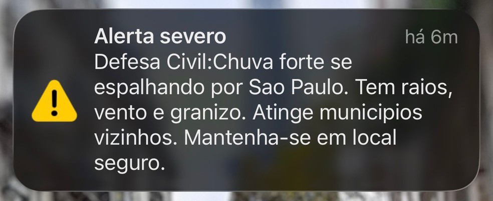 Alerta da Defesa Civil nesta segunda-feira (16) — Foto: Arquivo Pessoal