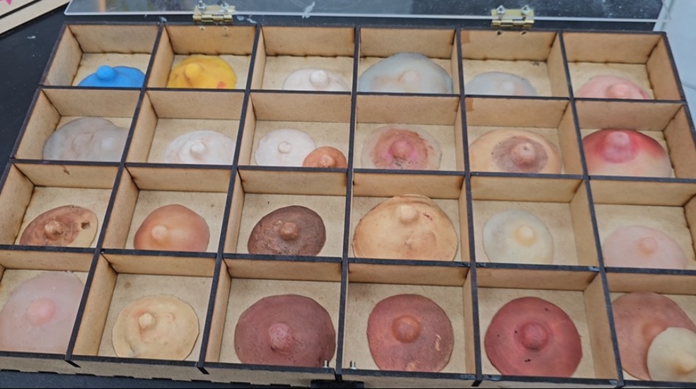 Alunas do ensino médio de Rio Claro fizeram vários estudos para desenvolver uma prótese de aréola para mulheres mastectomizadas — Foto: Reprodução EPTV