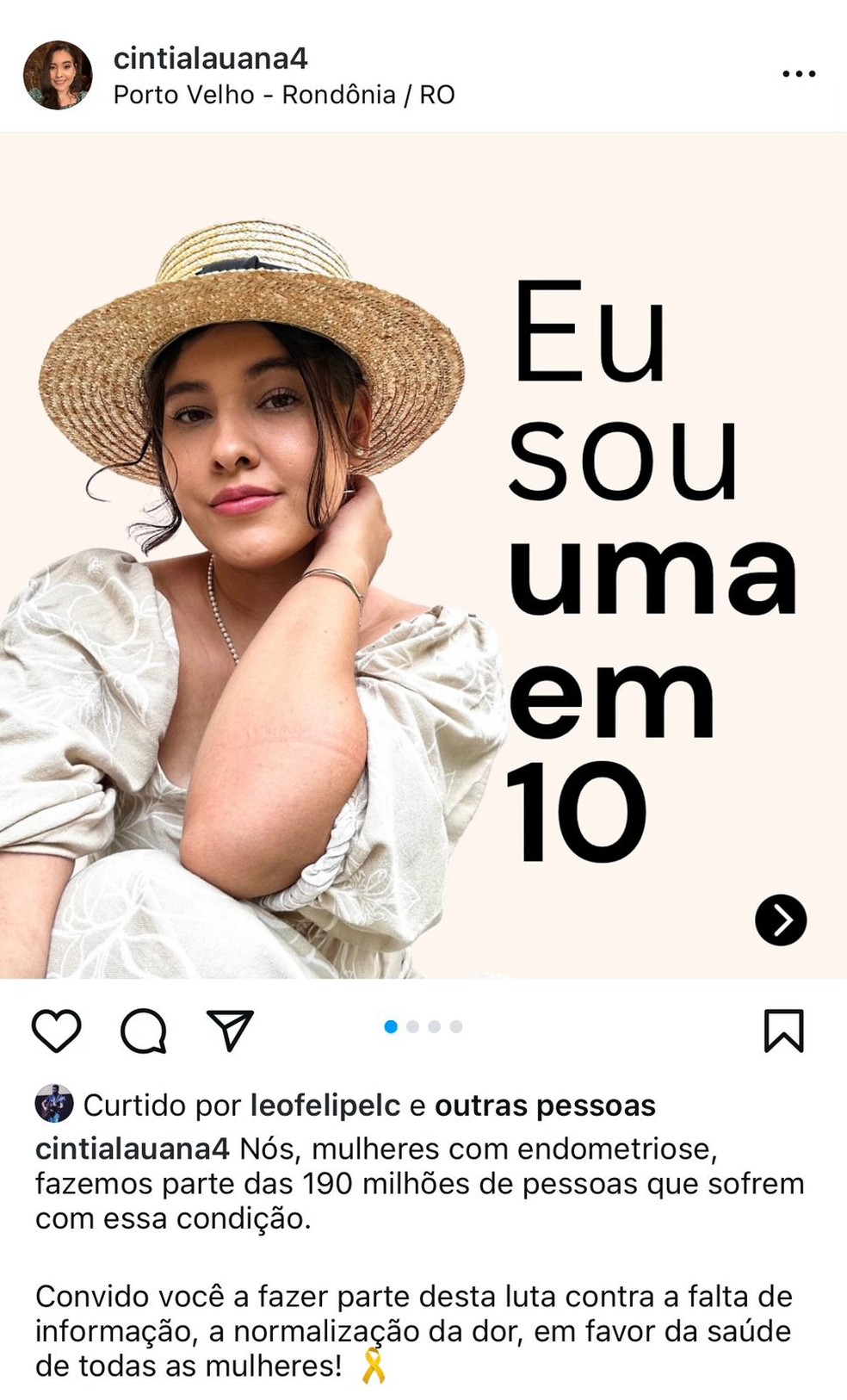 Cintia Lauana compartilha sua história nas redes sociais. — Foto: Reprodução/Cintia Lauana