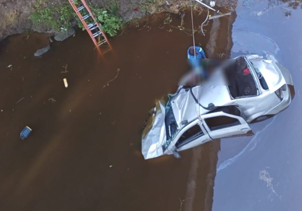 Quatro pessoas morreram após carro cair de ponte e ficar submerso em rio — Foto: Reprodução/Redes Sociais
