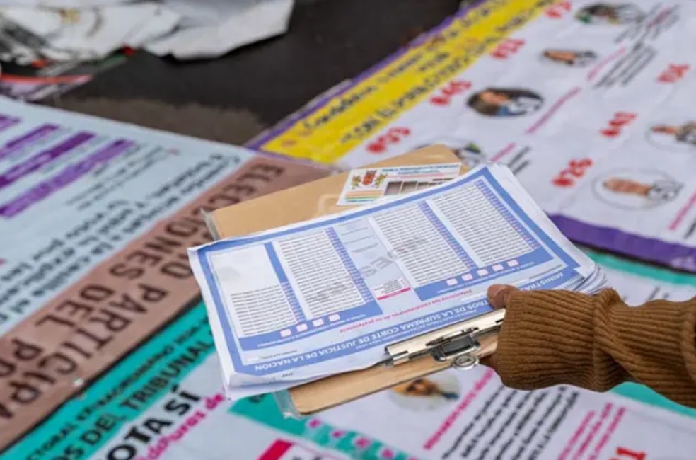 México se prepara para sua primeira votação popular para escolher juízes. — Foto: Bloomberg via Getty Images e BBC
