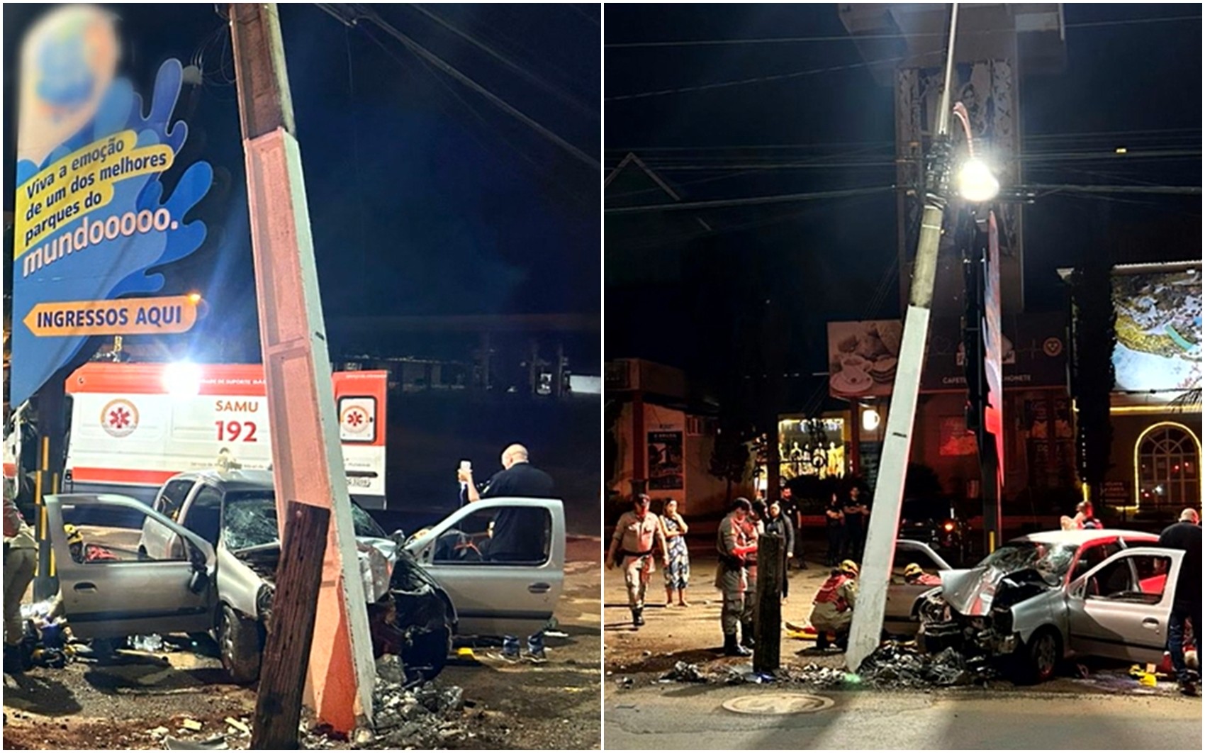 Mulher morre após carro bater contra poste em Caldas Novas