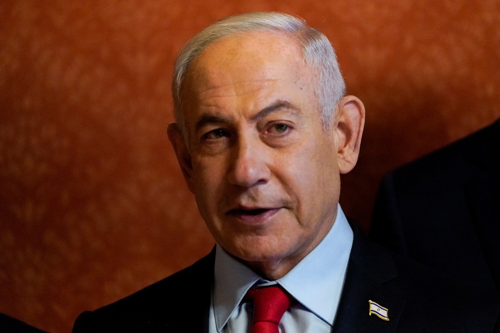 Benjamin Netanyahu em 6 de fevereiro de 2025. — Foto: Reuters/Kent Nishimura