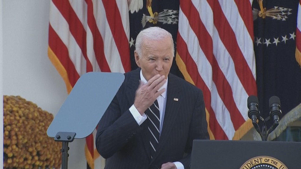 Biden faz pronunciamento após vitória de Trump nos EUA e promete 'transição pacífica' — Foto: GloboNews/Reprodução