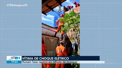 Homem leva choque em cima de telhado e é resgatado com vida pelos bombeiros
