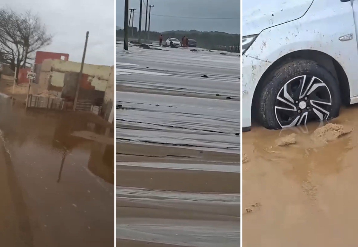 VÍDEO: ressaca invade ruas, deixa carros atolados e causa alagamentos no Norte Fluminense