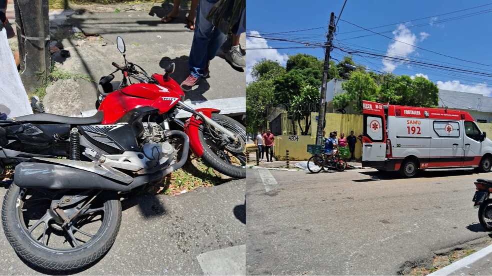 Motociclista morre após colidir com ônibus em Fortaleza. — Foto: Reprodução