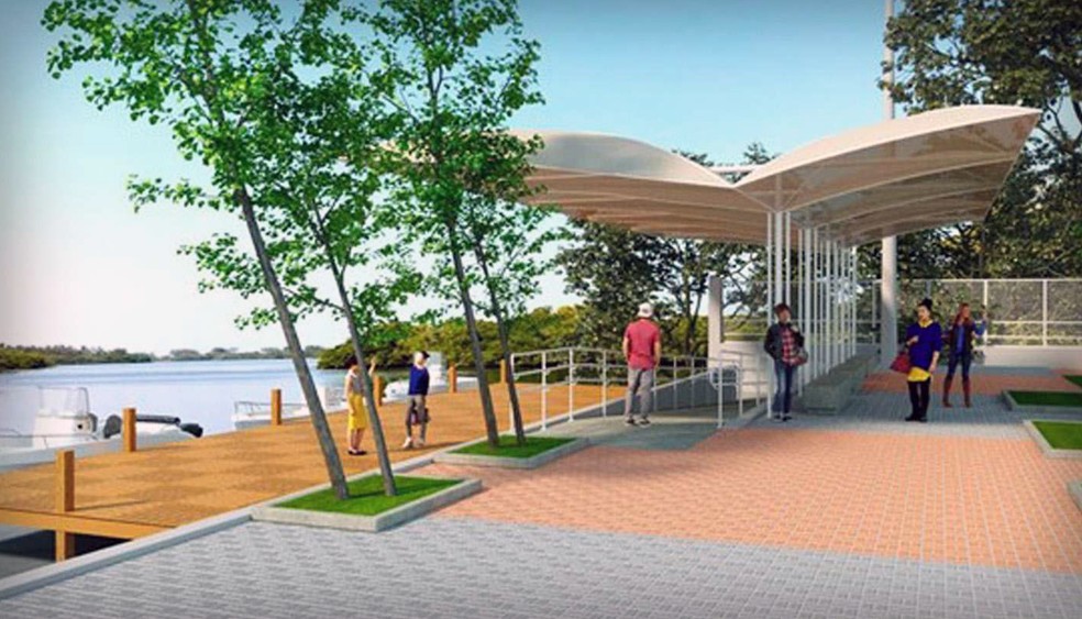 Protótipo de estação das barcas nas lagoas da Barra — Foto: Reprodução