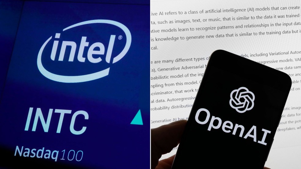 Intel e OpenAI — Foto: AP Photo/Richard Drew; AP Photo/Michael Dwyer