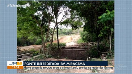 Ponte sobre o córrego Landi fica interditada em Miracema