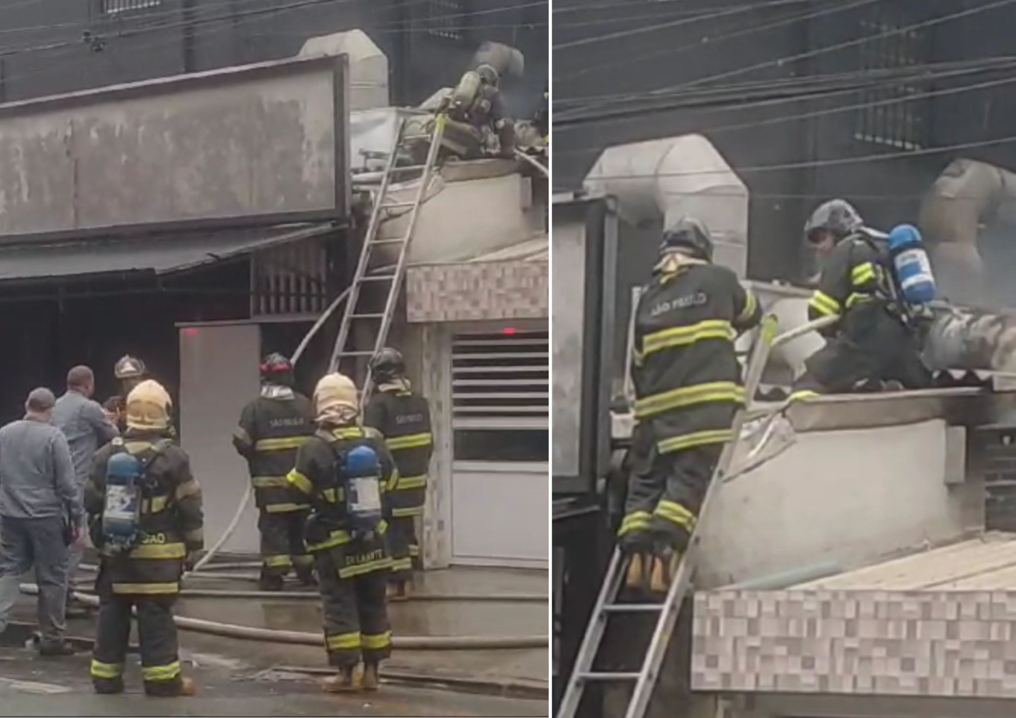 Curto-circuito em coifa provoca incêndio em restaurante em Santos, SP; VÍDEO