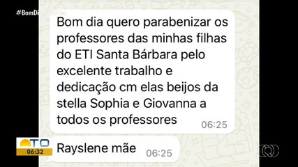Mãe homenageia professores das filhas no Bom Dia Tocantins