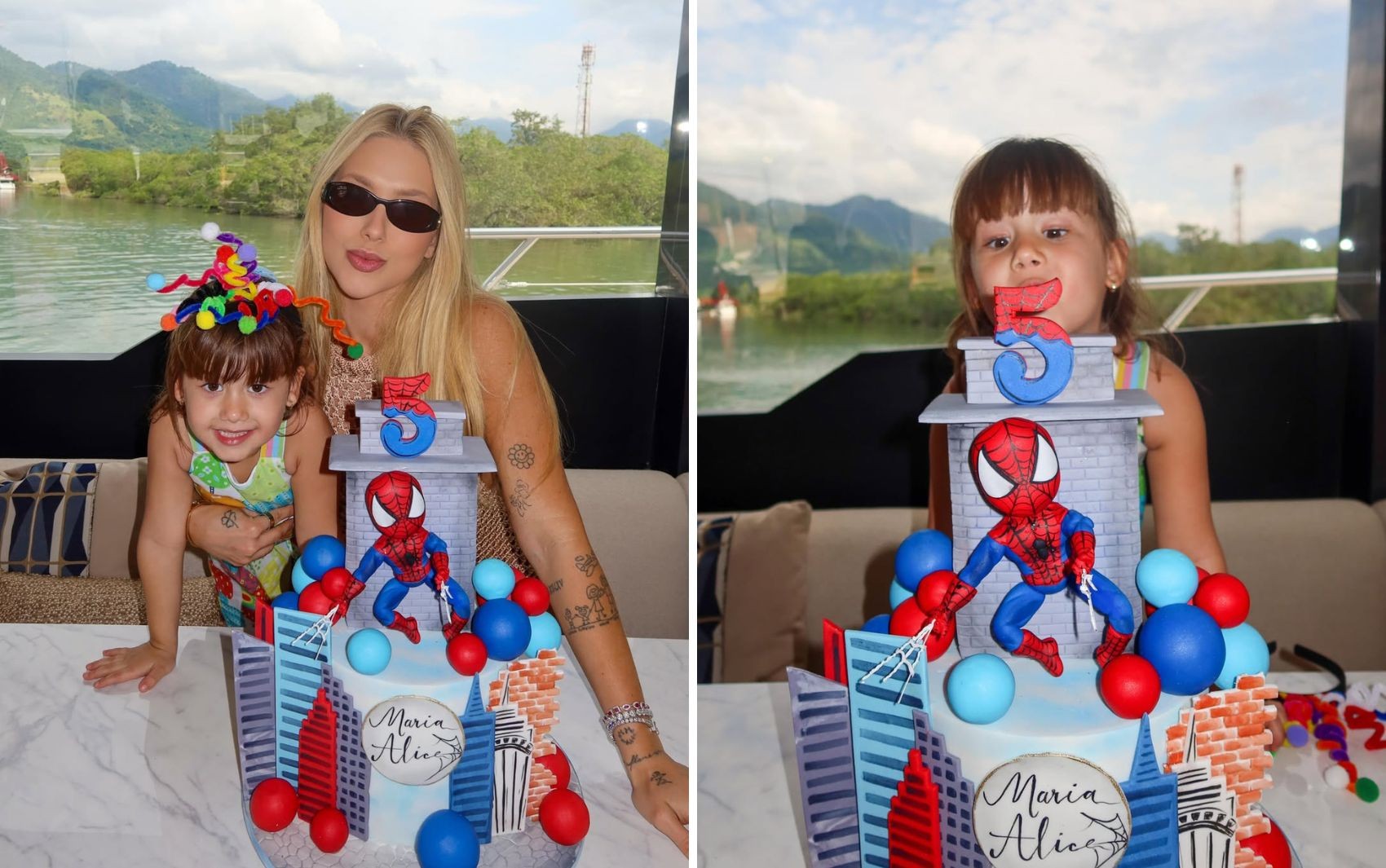 Bolo do Homem-Aranha e passeio de lancha: Virginia comemora 5 anos da filha Maria Alice