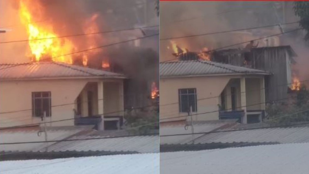 Incêndio em casas no Petrópolis, Zona Sul de Manaus — Foto: Reprodução
