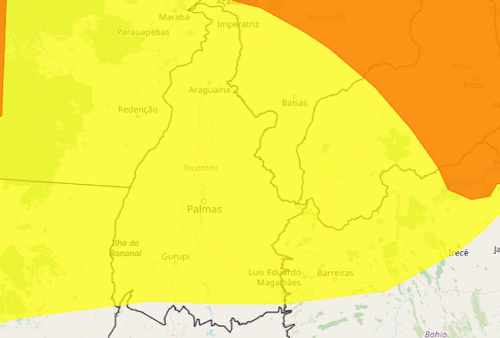 Inmet emite alerta de chuvas intensas para o Tocantins — Foto: Reprodução/Inmet