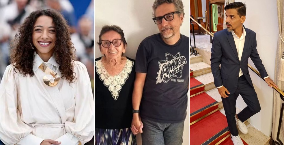 Alice Carvalho, Tânia Maria, ao lado do diretor Kleber Mendonça Filho e Kaiony Venâncio — Foto: Reuteurs/Cedida/Cedida