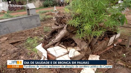 Familiares reclamam de descaso com estrutura e limpeza de cemitério em Palmas