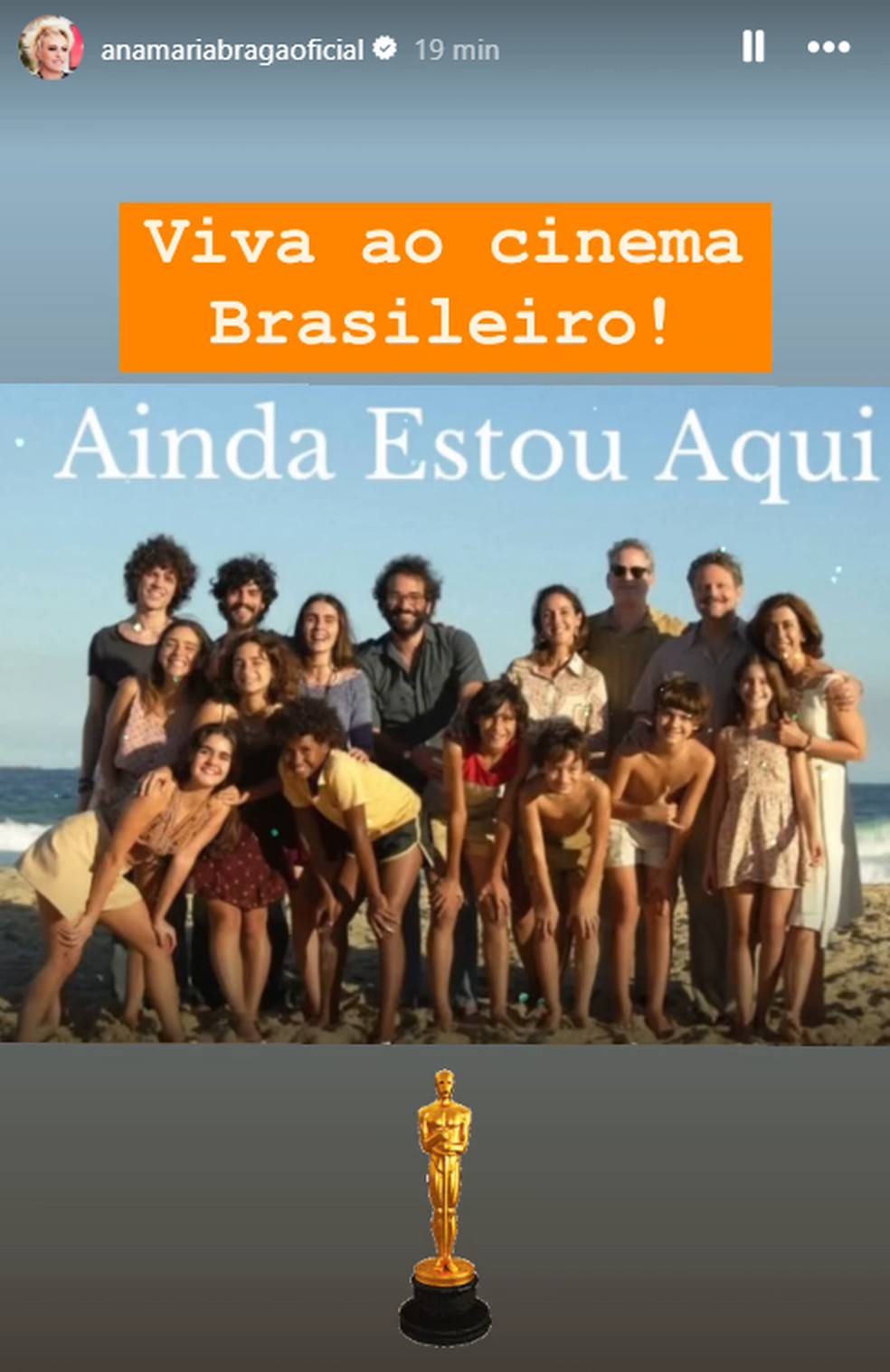 Ana Maria celebra vitória brasileira — Foto: Reprodução/Instagram