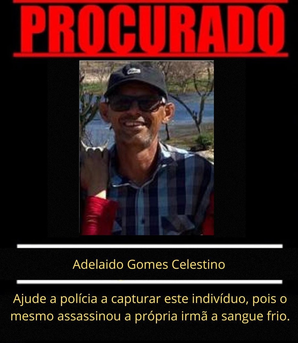 Adelaido Gomes Celestino, de 49 anos, é procurado pela polícia como suspeito de matar a irmã no PI — Foto: Divulgação/SSP-PI