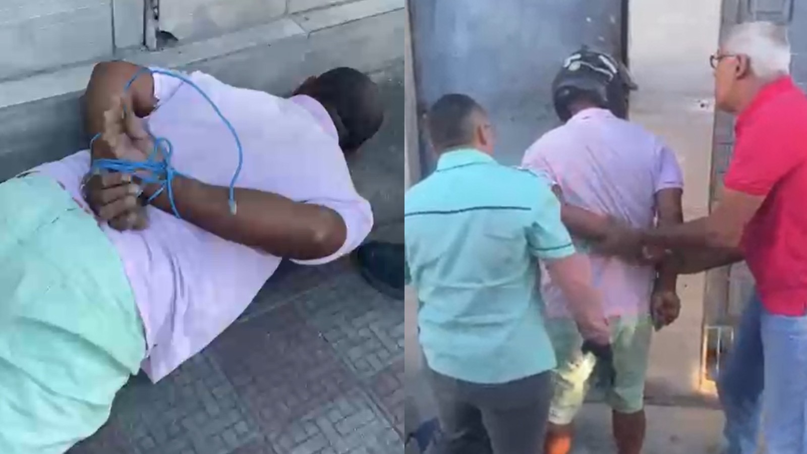 Passageiros de ônibus detêm e amarram homem que fez gestos obscenos para mulheres em rua de Fortaleza