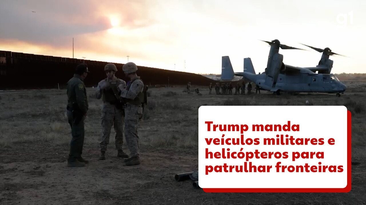 Trump envia veículos militares e até helicópteros para patrulhar fronteira com o México; VÍDEO