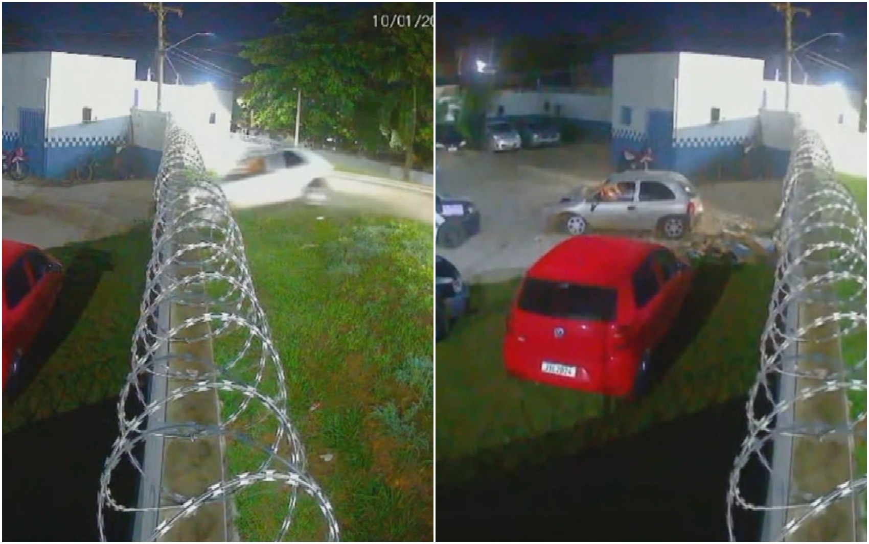 Carro 'voa' e invade batalhão da Guarda Civil; vídeo