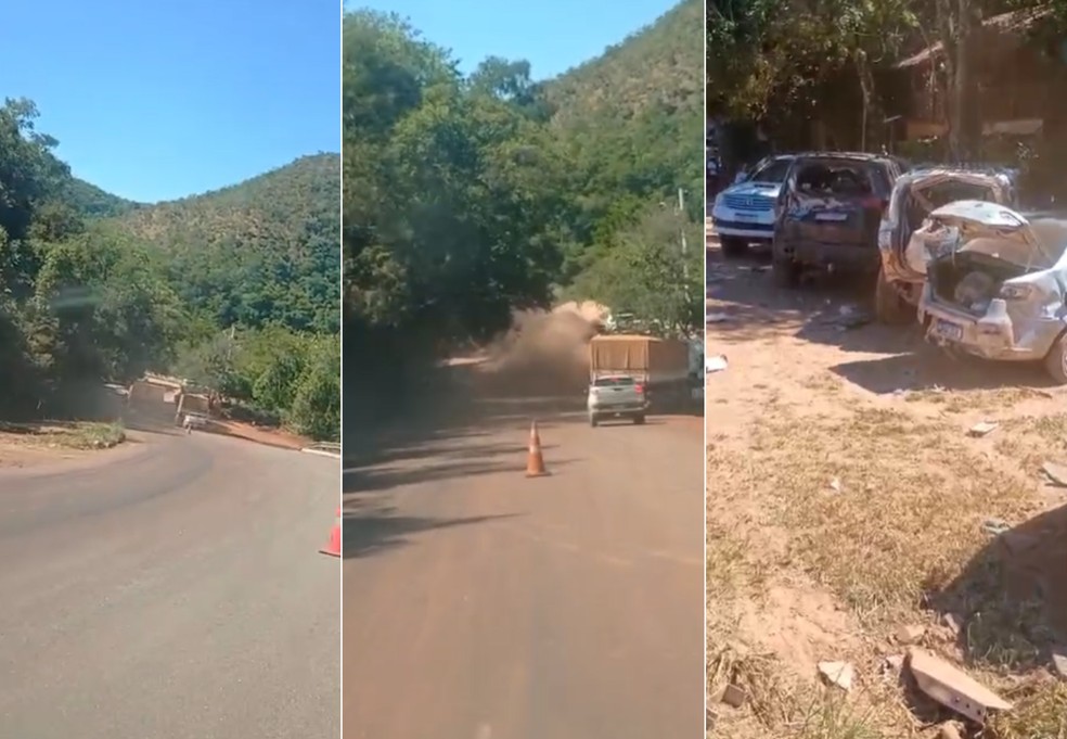 Caminh&atilde;o desceu ribanceira em serra de Taquaru&ccedil;u &mdash; Foto: Reprodu&ccedil;&atilde;o/Redes Sociais