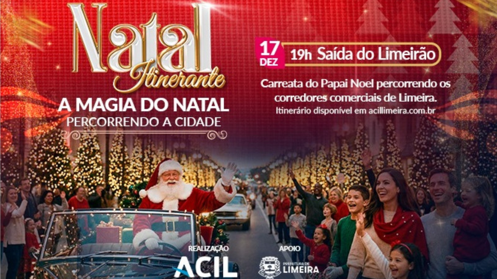 Carreata de Natal ACIL terá sua primeira edição iluminando corredores de Limeira