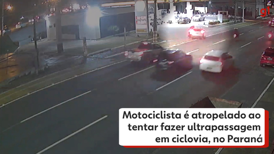 VÍDEO: Motociclista é atropelado ao tentar fazer ultrapassagem em ciclovia, no Paraná - Programa: G1 PR 