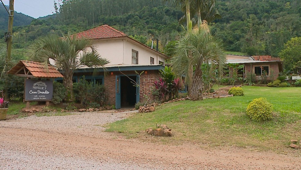 Café colonial, em Muçum, atingido por enchente — Foto: Reprodução/ RBS TV