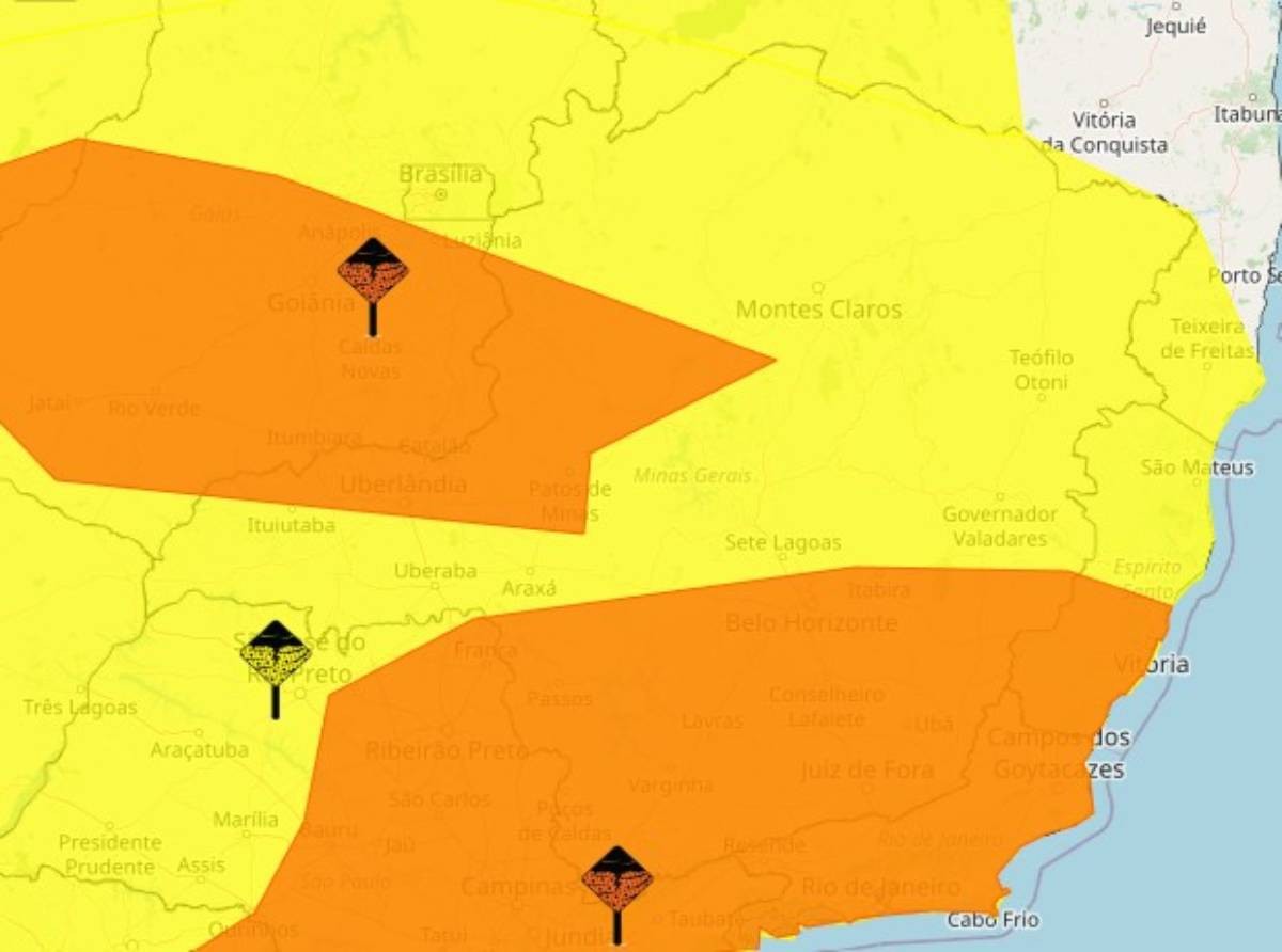 Inmet emite avisos de 'perigo' e 'perigo potencial' por chuvas em todo o estado de MG