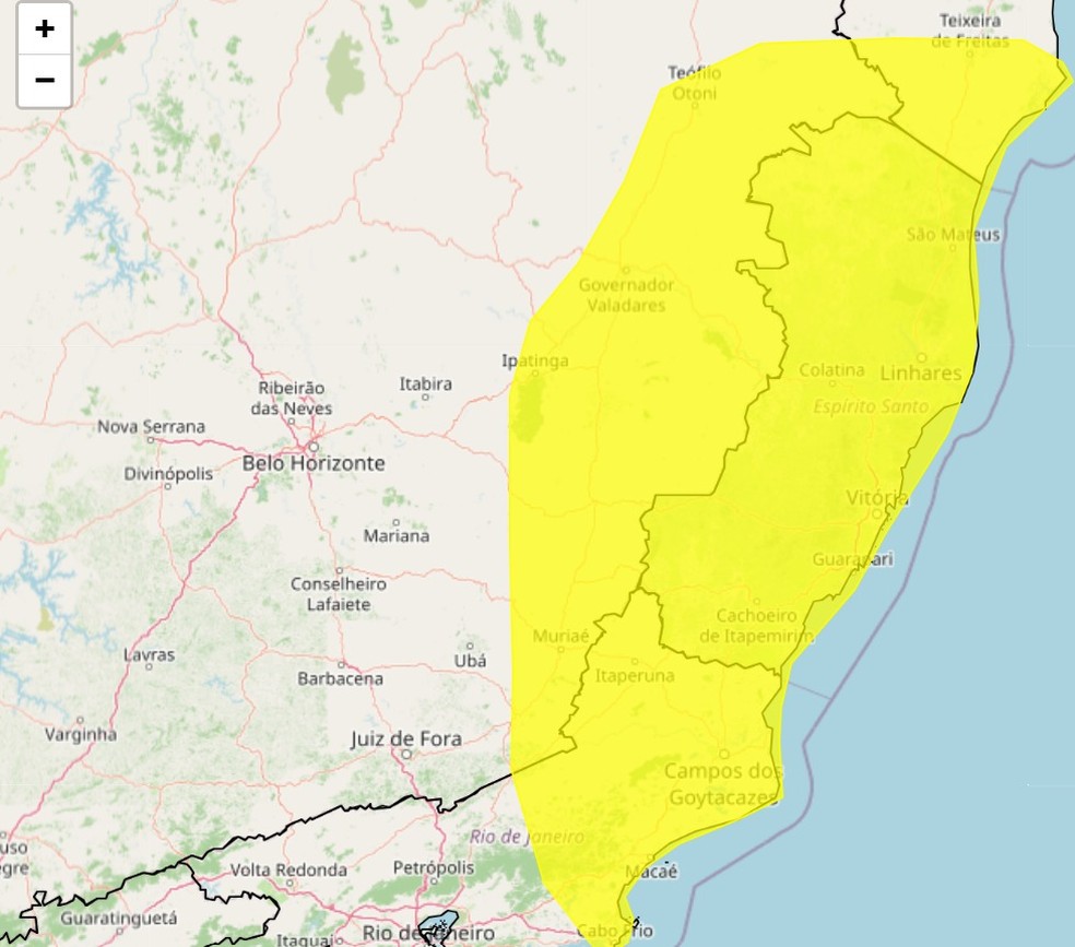 Região está sob alerta de tempestade — Foto: INMET