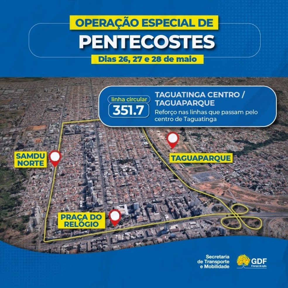 Transporte público será reforçado para a celebração de Pentecostes — Foto: Semob-DF/Divulgação
