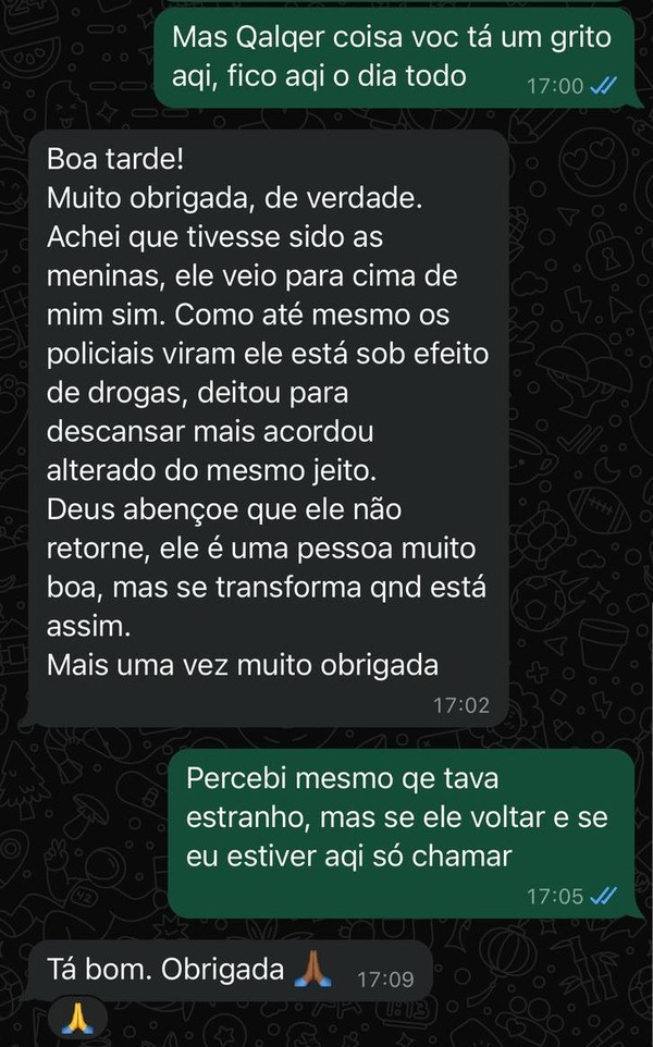 Print mostra troca de mensagem entre empresário e mulher assassinada pelo ex em Brotas — Foto: Reprodução