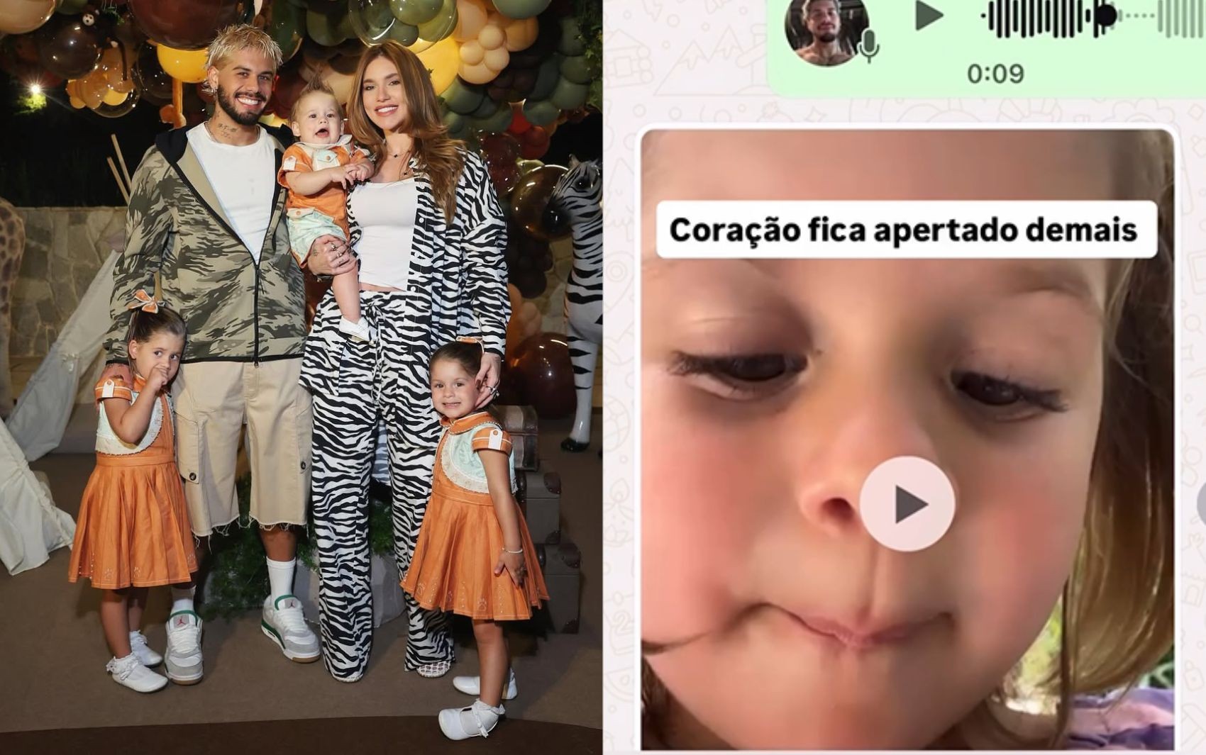 Filha de Virginia e Zé Felipe emociona o pai com mensagem de áudio: ‘Saudade de você’