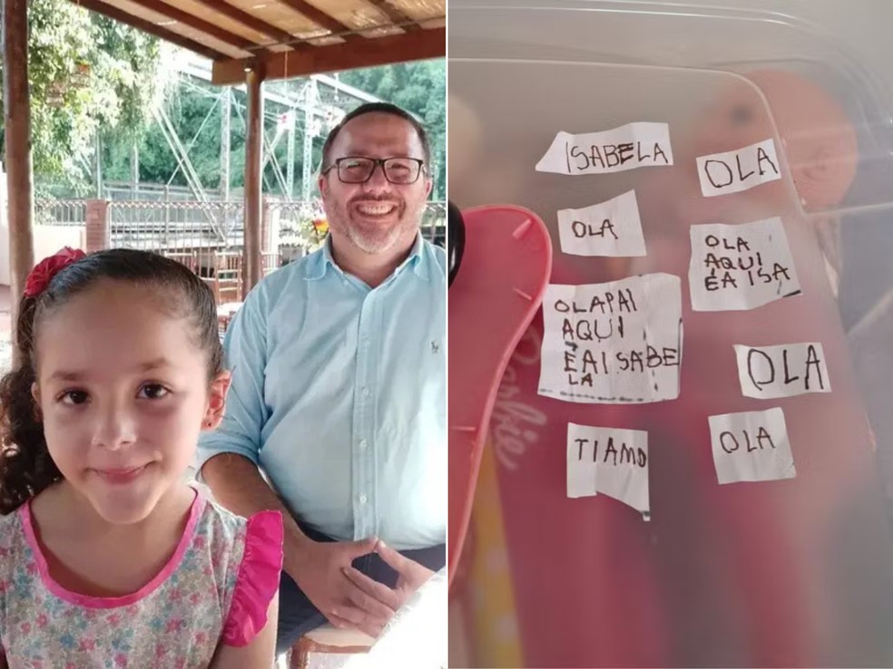 Isabela e o pai, Sérgio Fermino; menina morreu após queda de árvore em Campinas — Foto: Arquivo pessoal