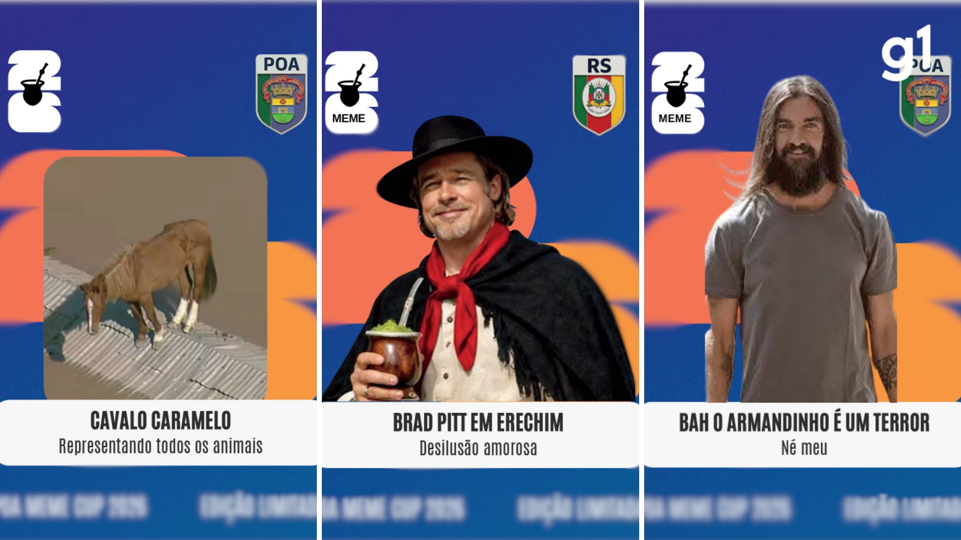 Cavalo Caramelo, Brad Pitt e 'Armandinho é um terror': memes do RS viram álbum de figurinha em clima de Copa do Mundo; saiba quais são