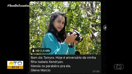 Telespectador manda parabéns para filha no Bom Dia Tocantins