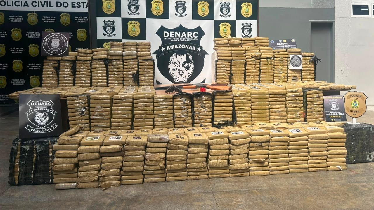 Cerca de 700 kg de skunk, armas e munições são apreendidos em área de mata na zona rural de Manaus; VÍDEO