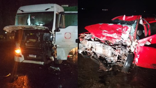 Três morrem após acidente entre carro e carreta na BR-158