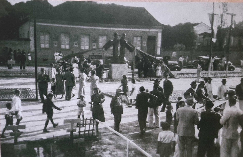 Vista da Praça José Bonifácio durante a primeira Festa da Laranja de Limeira, ocorrida em maio de 1939 — Foto: Acervo Museu Histórico e Pedagógico Major José Levy Sobrinho